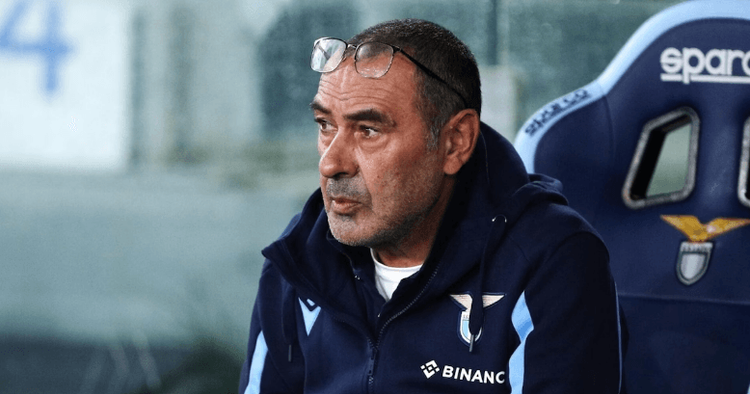 Lazio's coach Sarri, sitting on a chair